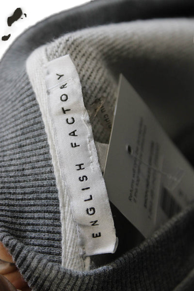 English Factory Women Gray Cotton Crewneck Pullover Sweatshirt Size S