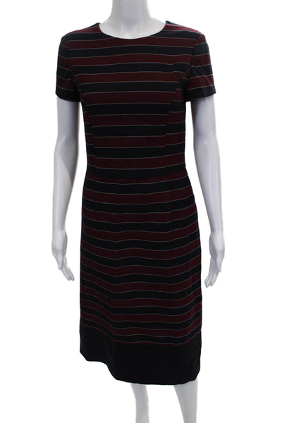 Brooks Brothers Womens Sheath Striped Mid-Calf Dress Short-Sleeve Size 4