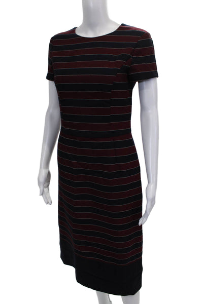Brooks Brothers Womens Sheath Striped Mid-Calf Dress Short-Sleeve Size 4