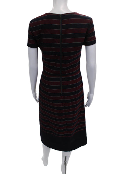Brooks Brothers Womens Sheath Striped Mid-Calf Dress Short-Sleeve Size 4
