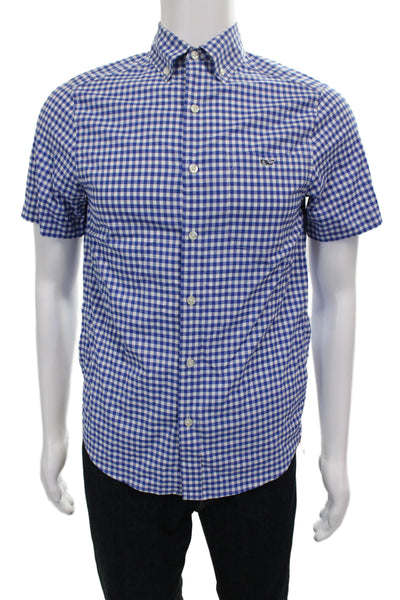 Vineyard Vines Mens Plaid Button Down Shirt Blue White Size Extra Small
