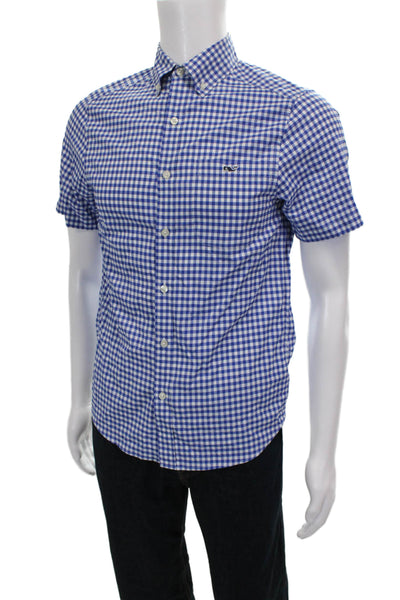 Vineyard Vines Mens Plaid Button Down Shirt Blue White Size Extra Small