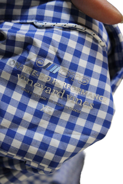 Vineyard Vines Mens Plaid Button Down Shirt Blue White Size Extra Small