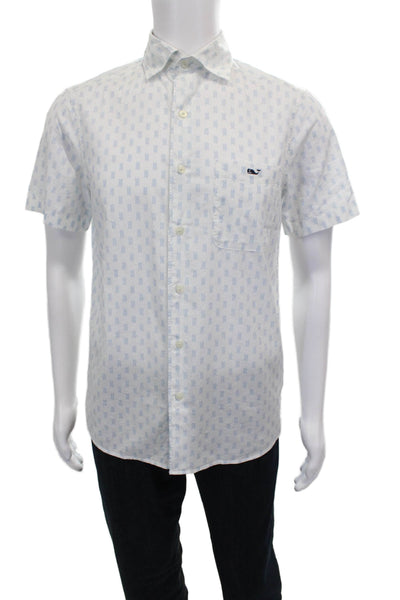 Vineyard Vines Mens Sailing Knots Print Button Down Shirt White Size Extra Small