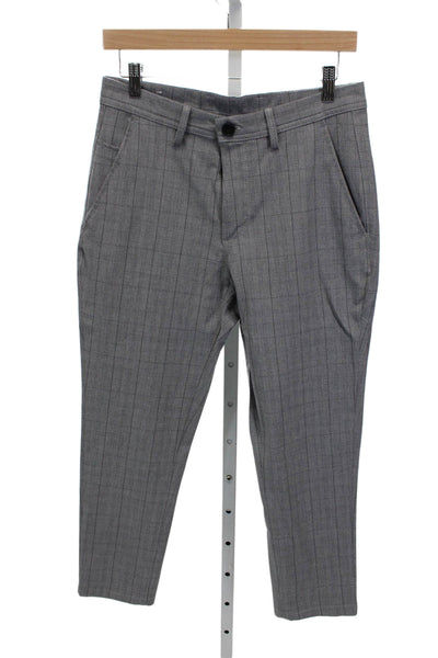 Zara Mens Gray Plaid Dress Pants Button Closure 63% Polyester Size 29