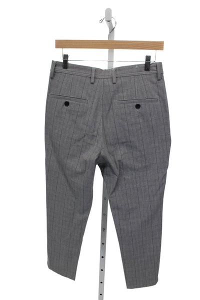 Zara Mens Gray Plaid Dress Pants Button Closure 63% Polyester Size 29