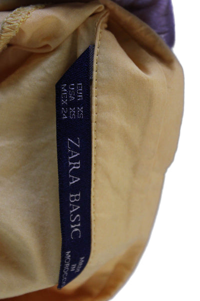 Zara Basic Women Yellow Cotton Collared Shirt Dress Short Sleeve Size XS