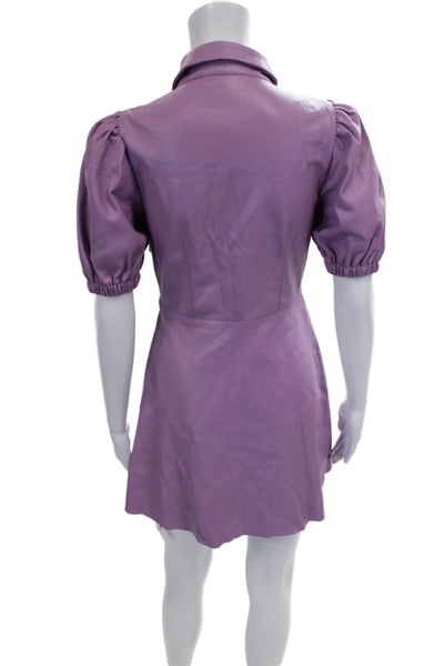 Zara Women Purple Collared Short Sleeve Shirt Dress Polyester Button Size S