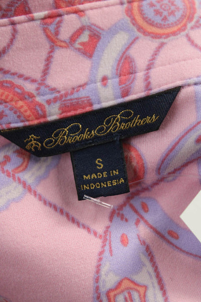 Brooks Brothers Women Polo Collared Short Sleeve Pink Equestrian Size S