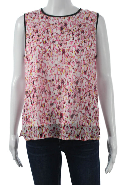 DKNY Women Basic Floral Tank Sleeveless Round Neck Zip Polyester Size S
