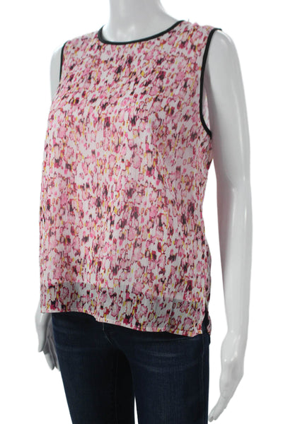 DKNY Women Basic Floral Tank Sleeveless Round Neck Zip Polyester Size S