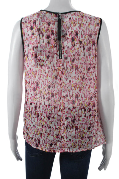DKNY Women Basic Floral Tank Sleeveless Round Neck Zip Polyester Size S