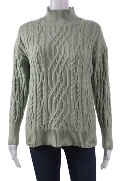 T Tahari Womens Green Mock Neck Pullover Sweater Long Sleeve Size M