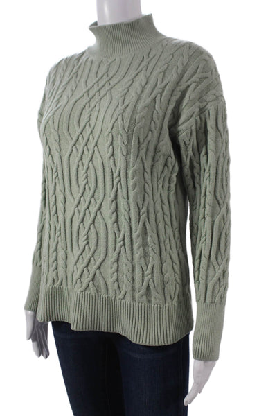 T Tahari Womens Green Mock Neck Pullover Sweater Long Sleeve Size M