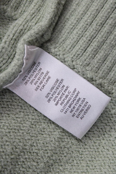 T Tahari Womens Green Mock Neck Pullover Sweater Long Sleeve Size M