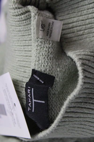 T Tahari Womens Green Mock Neck Pullover Sweater Long Sleeve Size M