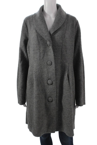 Stella Carakasi Womens Gray Wool Overcoat Button Closure Size 0X