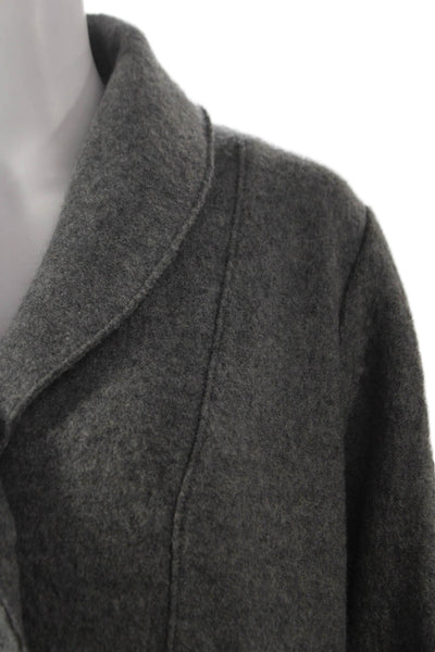Stella Carakasi Womens Gray Wool Overcoat Button Closure Size 0X