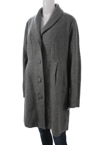 Stella Carakasi Womens Gray Wool Overcoat Button Closure Size 0X