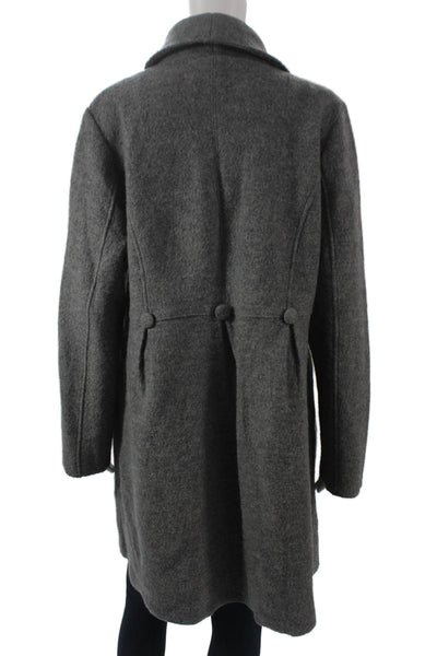 Stella Carakasi Womens Gray Wool Overcoat Button Closure Size 0X