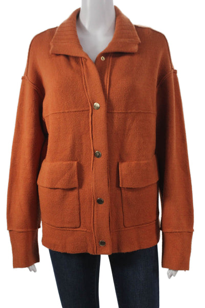 Tahari Womens Collared Long Sleeve Rayon Cardigan Orange Size M