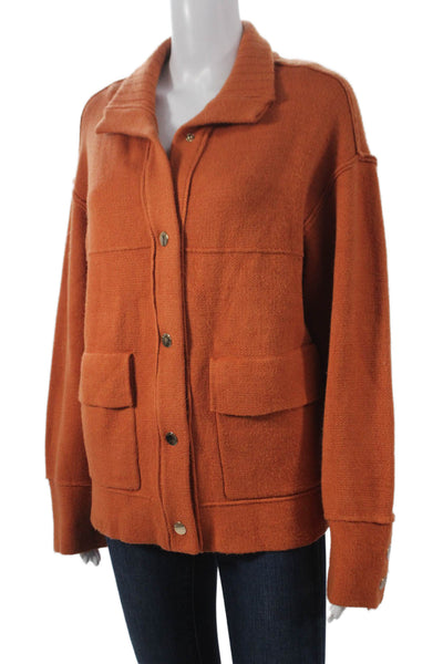 Tahari Womens Collared Long Sleeve Rayon Cardigan Orange Size M