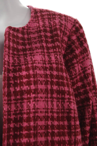 On 34th Women Basic Jacket Pink Checked Long Sleeve Size 16W