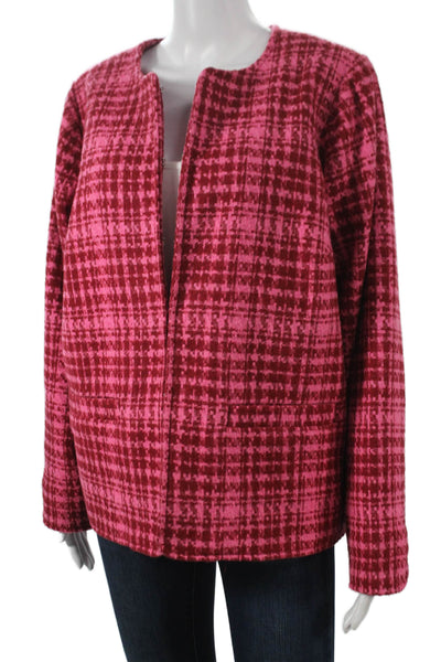 On 34th Women Basic Jacket Pink Checked Long Sleeve Size 16W