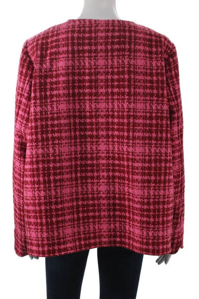 On 34th Women Basic Jacket Pink Checked Long Sleeve Size 16W