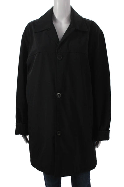 Kenneth Cole Reaction Mens Overcoat Black Button Size L