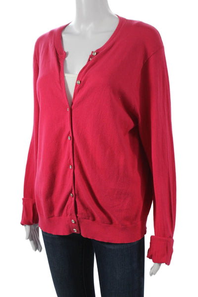 J Crew Womens Cardigan Pink Cotton Long Sleeve Round Neck Size XL