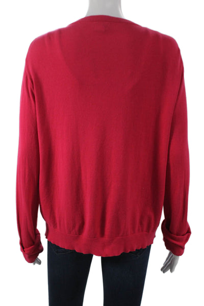 J Crew Womens Cardigan Pink Cotton Long Sleeve Round Neck Size XL
