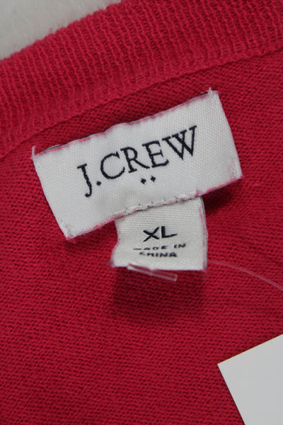 J Crew Womens Cardigan Pink Cotton Long Sleeve Round Neck Size XL