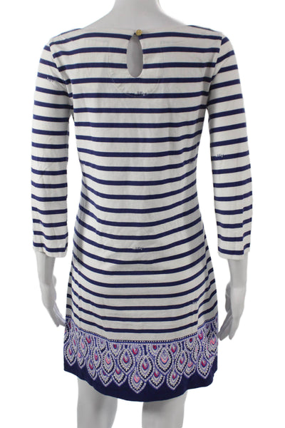 Lily Pulitzer Womens Shift Dress Multicolor Striped Boat Neck 3/4 Sleeve Size S