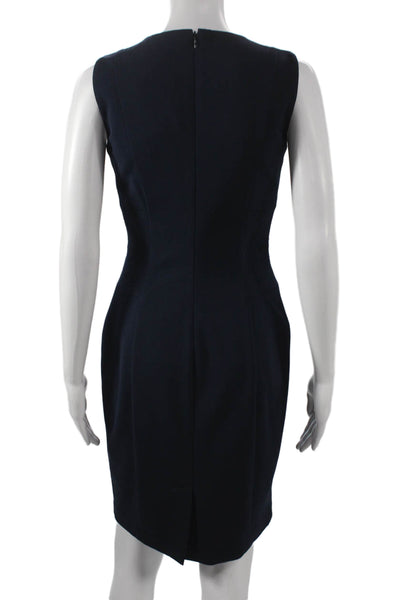 Calvin Klein Womens Sheath Dress Blue Sleeveless Round Neck Knee Length Size 2