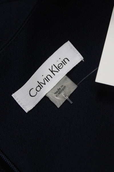 Calvin Klein Womens Sheath Dress Blue Sleeveless Round Neck Knee Length Size 2