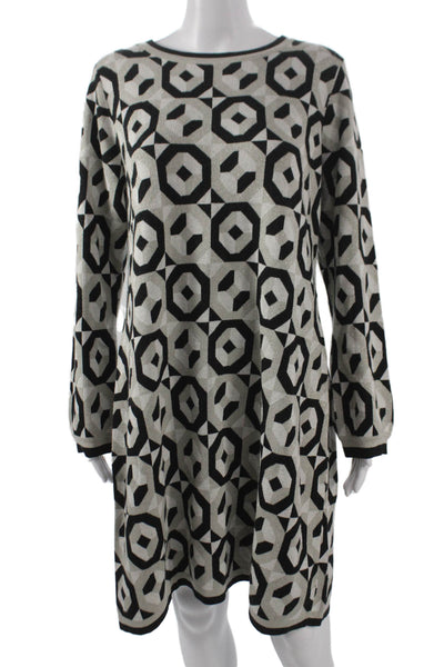 Boden Women Multicolor Geometric Cotton Sweater Dress Long Sleeve Size 14
