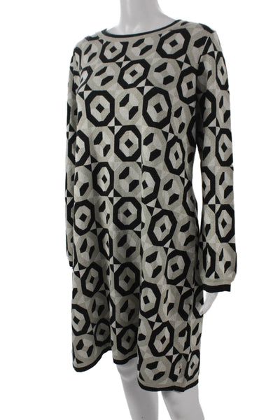 Boden Women Multicolor Geometric Cotton Sweater Dress Long Sleeve Size 14
