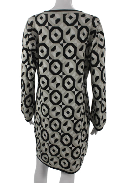 Boden Women Multicolor Geometric Cotton Sweater Dress Long Sleeve Size 14