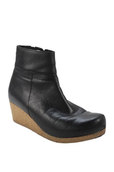 Papillon Womens Leather Platform Ankle Boots Black Size 40 10