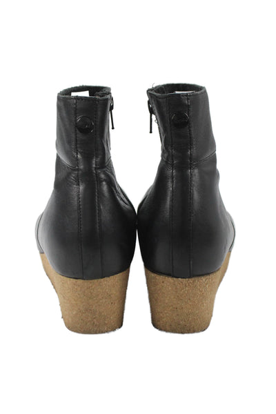 Papillon Womens Leather Platform Ankle Boots Black Size 40 10