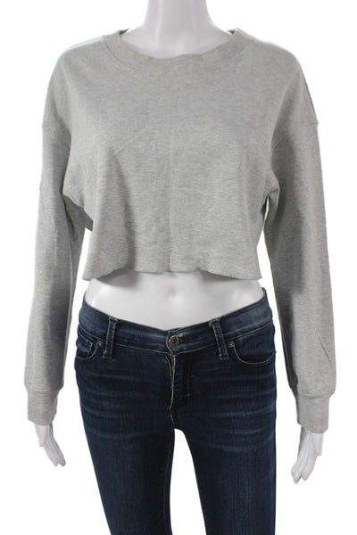 Zara Women Pullover Cotton Crew Neck Gray Long Sleeve Sweatshirt Size S
