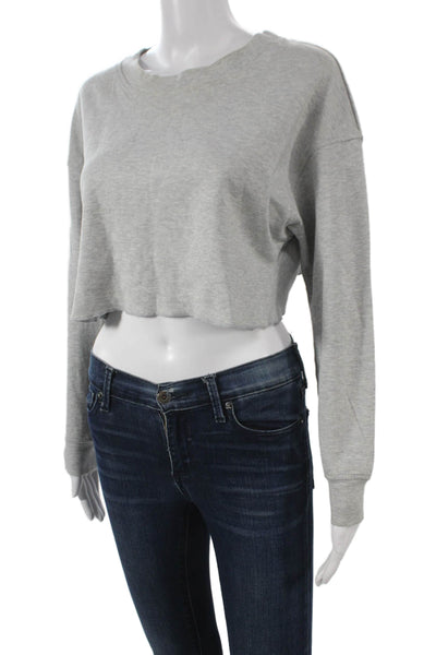 Zara Women Pullover Cotton Crew Neck Gray Long Sleeve Sweatshirt Size S