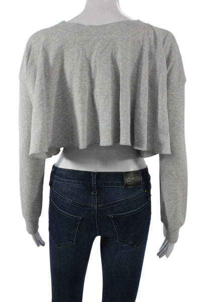 Zara Women Pullover Cotton Crew Neck Gray Long Sleeve Sweatshirt Size S