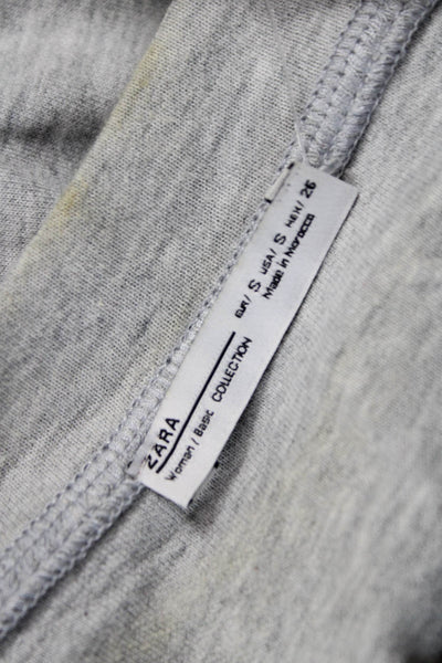 Zara Women Pullover Cotton Crew Neck Gray Long Sleeve Sweatshirt Size S
