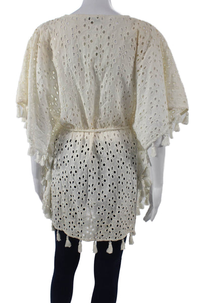 Mademoiselle Hortense Saint Barth Womens Ivory Tunic Blouse Size One Size