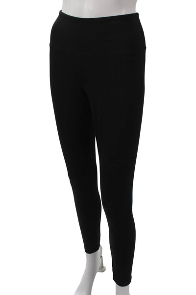 Felina Womens Ankle Leggings Solid Black Polyester Spandex Size L
