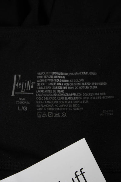 Felina Womens Ankle Leggings Solid Black Polyester Spandex Size L