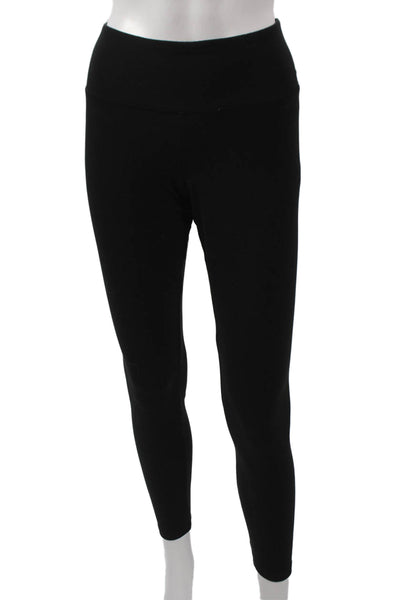 Felina Women Black Ankle Leggings Polyester Spandex Solid Size L