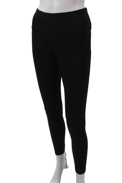 Felina Women Black Ankle Leggings Polyester Spandex Solid Size L